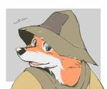 anthro clothing fur hat headgear headwear male orange_body orange_fur simple_background solo shimomaro disney robin_hood_(disney) robin_hood canid canine fox mammal red_fox true_fox 6:5