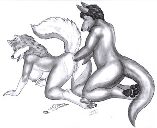all_fours anal anal_fisting anal_penetration anthro anus breasts duo female fisting from_behind_position genitals lube male male/female male_penetrating nipples nude penetration raised_tail sex side_boob tail vulva conditional_dnp cracky canid canine canis macropod mammal marsupial wallaby wolf 2013 sketch