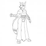 cloak clothing druid female magic_user monk robe simple_background solo tribal_spellcaster white_background tnargraef nikorokumitsero rei_kisaragi canid canine fox mammal 1:1 hi_res monochrome