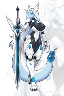 anthro armor armor_plates big_breasts big_butt breasts butt female melee_weapon solo sword weapon hestid mythology nintendo pokemon dragon dragonair dragonite generation_1_pokemon mythological_creature mythological_scalie pokemon_(species) scalie hi_res tagme