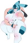 5_fingers anthro areola belly big_breasts blue_ears blue_eyebrows blue_hair bodily_fluids breast_grab breasts clothed clothing curvy_figure eyebrow_through_hair eyebrows eyelashes female fingering fingers from_behind_position hair hand_on_breast huge_breasts human_on_anthro interspecies light_body light_skin long_ears male male/female navel partially_clothed partially_clothed_anthro partially_clothed_female pink_areola pink_tongue sex simple_background sweat sweaty_breasts sweaty_legs sweaty_thighs thick_thighs tongue tongue_out translucent translucent_hair vaginal vaginal_fingering voluptuous voluptuous_anthro voluptuous_female white_background x-ray_view yellow_sclera gyrbdark jade_rabbit_(gyrbdark) human lagomorph leporid mammal rabbit 2024 2:3 absurd_res digital_drawing_(artwork) digital_media_(artwork) hi_res