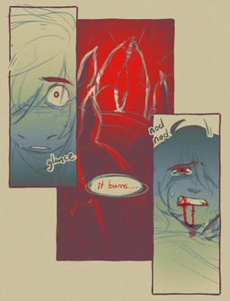 ambiguous_gender anthro blood blood_drip blood_from_mouth blood_in_mouth bodily_fluids claws clothed clothing dialogue dripping duo female hair hollow_body long_hair outline scales scar silhouette soul star sweat tears text unusual_anatomy wounded thelostmoongazer deltarune mythology undertale_(series) kris_dreemurr susie_(deltarune) dragon human mammal monster mythological_creature mythological_scalie scalie soul_(undertale) comic english_text