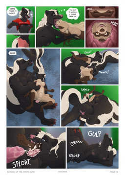 10_panel_comic abdominal_bulge almost_fully_inside anthro belly big_belly black_body blue_eyes bodily_fluids breasts brown_body brown_hair clothing cum cum_in_mouth cum_in_vagina cum_inside cum_on_feet cum_on_tongue cunnilingus dialogue ejaculation eyes_closed facial_markings feet female female_penetrated female_pred female_prey fully_inside genital_fluids genitals glans group gulp_(sound_effect) hair hand_on_breast hand_on_shoulder head_first head_markings humanoid_genitalia humanoid_penis internal internal_oral larger_male licking licking_lips male male/female male_penetrating male_penetrating_female markings mask_(marking) moan muscular muscular_arms nipples nude open_mouth oral oral_vore page_number partially_inside penetration penile penile_penetration penis penis_in_vagina pink_penis raised_head rumbling_stomach saliva saliva_string sex sex_with_pred size_difference smaller_female soft_vore sparkles speech_bubble swallowing tail text thought_bubble tongue tongue_out trio undressing vaginal vaginal_penetration vore waking_up white_body white_hair armorine sandra_(strega) striper_(strega) domestic_ferret mammal mephitid mustelid musteline skunk true_musteline weasel artist_name comic english_text hi_res multiple_scenes