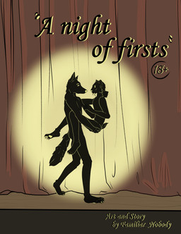 ambiguous_gender anthro carrying_another carrying_partner carrying_position claws curtains duo fangs finger_claws hand_on_butt hand_on_chest hand_on_neck highlights_(coloring) holding_neck larger_male looking_at_another male male/male pawpads paws sabertooth_(anatomy) scared scut_tail shadow shadow_face short_tail shy size_difference small_tail smaller_male spotlight stage stage_act stage_curtains stage_lights stage_show standing surprised tail teeth toe_claws yellow_eyes familiar_nobody canid felid feline mammal sabertooth_feline absurd_res cover cover_art cover_page hi_res