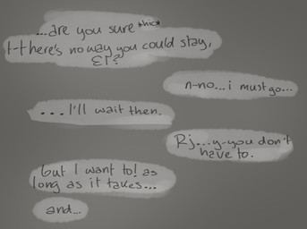 dialogue grey_background irregular_speech_bubble name_drop offscreen_character simple_background speech_bubble text text_only zero_pictured cerberussenn digital_drawing_(artwork) digital_media_(artwork) english_text greyscale handwritten_text monochrome