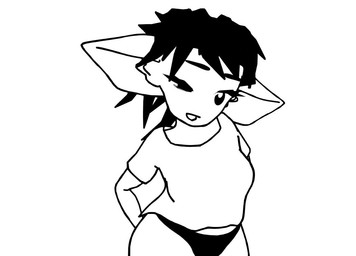 anthro big_breasts big_ears big_eyes black_hair bottomwear breasts clothing dancing eyelashes eyeliner female hair lipsynced makeup pants short_hair small_waist solo standing thick_thighs young dualjack league_of_legends riot_games tencent goblin humanoid yordle animated short_playtime sound video