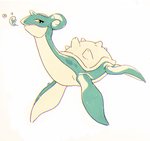 ambiguous_gender blue_body bubble countershading feral horn shell simple_background solo white_background salanchu nintendo pokemon generation_1_pokemon lapras pokemon_(species) 2016 full-length_portrait portrait signature traditional_media_(artwork)