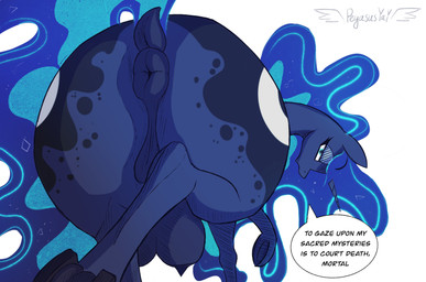 animal_genitalia animal_vulva anus big_teats black_body black_fur blue_body blue_fur blue_hair breasts butt crotch_breasts equine_anus equine_genitalia equine_teats equine_vulva female feral fur genitals hair horn looking_at_viewer looking_back princess puffy_anus quadruped royalty solo teats wings pegasusyay friendship_is_magic hasbro my_little_pony mythology princess_luna_(mlp) equid equine horse mammal mythological_creature mythological_equine pony unicorn winged_unicorn hi_res