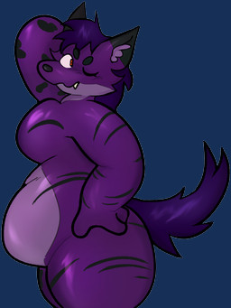 anthro belly big_belly breasts female looking_at_viewer one_eye_closed overweight overweight_anthro overweight_female side_view slightly_chubby slightly_chubby_anthro slightly_chubby_female solo wink winking_at_viewer awakecore obsidian_(obsidianyeen) hyena mammal alpha_channel hi_res