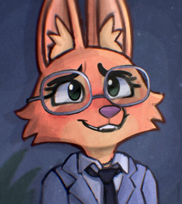 anthro clothed clothing collared_shirt eyewear female formal_clothing glasses green_eyes jewelry long_ears necklace necktie painted_background shirt smile solo suit topwear wearing_glasses jayrnski dreamworks the_bad_guys diane_foxington canid canine fox mammal 2022 digital_media_(artwork) headshot_portrait portrait shaded soft_shading