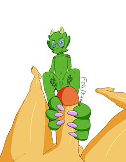 anthro claws colored_nails duo featureless_chest feet female female_on_human first_person_view foot_fetish foot_play footjob green_body horn human_on_anthro human_pov interspecies male male/female male_on_anthro male_pov nails navel non-mammal_navel penile pink_claws pink_nails sex simple_background white_background filiaflaminis filia_viridiana_flaminis human kobold mammal scalie absurd_res hi_res signature