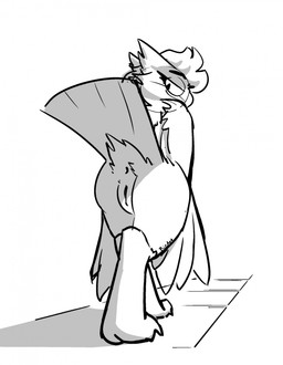anthro anus beak bedroom_eyes butt butt_focus claws clitoris feathers feet female female_anthro foreshortening genitals hair half-closed_eyes looking_at_viewer low-angle_view narrowed_eyes nude perspective perspective_shot presenting presenting_anus presenting_hindquarters presenting_vulva raised_tail seductive smile smiling_at_viewer tail tail_anus tail_feathers talons toes vulva walking wide_hips winged_arms wings bizart elaine_(bizart) avian bird owl pygmy_owl true_owl hi_res monochrome sketch