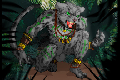 angry animal_genitalia anthro balls bodypaint forest genitals hissing hunting intimidation jungle male muscular nude outside penis plant sheath solo tree tribe furryscorpion90 felid feline leopard mammal pantherine hi_res