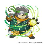 anthro biped black_body black_fur black_nose clothed clothing fur humanoid_hands kemono magic male overweight overweight_male scarf solo kinoshita-jiroh sengoku_puzzle ooe_senbee bear mammal 1:1 2023