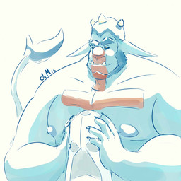 blue_body blue_ears front_view head_spikes humanoid_pointy_ears male mouth_closed muscular muscular_humanoid muscular_male narrowed_eyes nipples not_furry nude overweight overweight_humanoid overweight_male pecs pointy_ears simple_background solo spikes spikes_(anatomy) tail tail_tuft teeth tuft white_background yellow_eyes chocolateandmilk humanoid 1:1 2016 dated half-length_portrait hi_res portrait signature
