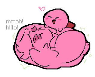 ambiguous_gender ambiguous_pred belly belly_bed belly_on_ground big_belly biped bloated body_outline calling_for_help eyes_closed face_imprint featureless_arms foot_imprint fully_inside hand_on_belly hand_on_own_belly heart_reaction heart_symbol huge_belly hyper hyper_belly imprint lying lying_on_ground monotone_arms monotone_background monotone_belly monotone_body monotone_skin motion_lines mph! muffled noseless o_< on_front on_ground open_mouth open_smile pink_arms pink_belly pink_body pink_heart pink_skin resting_on_belly rumbling_stomach satisfied short_arms short_legs simple_background size_difference smaller_ambiguous smaller_pred smile smiling_eyes soft_vore unseen_prey unwilling_prey vore vowelless vowelless_vocalization white_background willing_pred meatcanister kirby_(series) nintendo daniel_(meatcanister) kirby kirby_(species) waddling_head 2026 digital_media_(artwork) english_description full-length_portrait pixel_(artwork) portrait male_(lore)
