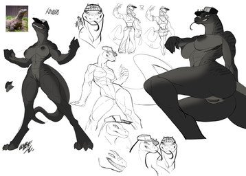 abs anthro anus band-aid band-aid_on_face band-aid_on_nose bandage bandage_on_face bandage_on_nose big_breasts black_body black_scales black_tongue black_vulva breasts clothing female forked_tongue genitals grin hat hat_only headgear headgear_only headwear headwear_only humanoid_genitalia humanoid_vulva looking_at_viewer lying mostly_nude muscular muscular_anthro muscular_female nipples non-mammal_breasts non-mammal_nipples on_side outside scales sharp_teeth smile solo teeth tongue tongue_out vulva wybeborne komodo_dragon lizard monitor_lizard reptile scalie absurd_res hi_res sketch_page