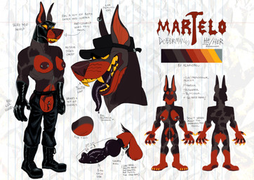 ambiguous_gender andromorph animal_genitalia anthro ball_tuft barbell_piercing boots chaps clothing footwear fully_sheathed furgonomic_piercing furgonomics genital_piercing genitals gloves handwear headgear headwear intersex latex latex_clothing latex_gloves latex_handwear latex_headwear latex_mask leather leather_boots leather_chaps leather_clothing leather_footwear mask nipple_piercing nipples piercing pubes sheath sheath_piercing shoes solo tentacle_tongue tentacles text tongue tuft azaroteu canid canine canis dobermann domestic_dog mammal pinscher english_text hi_res model_sheet