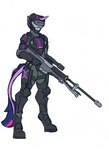 anthro anthrofied armor black_armor body_armor digital_sketch digitigrade female gun horn odst purple_body purple_tail_tuft ranged_weapon rifle sketchy sniper_rifle solo tail tail_tuft tuft weapon setriaphtfj friendship_is_magic halo_(series) hasbro microsoft my_little_pony mythology xbox_game_studios twilight_sparkle_(mlp) equid equine horse mammal marine mythological_creature mythological_equine pony unicorn hi_res sketch