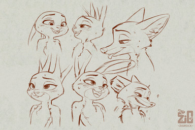 anthro blush bodily_fluids duo featureless_chest female fur half-closed_eyes male narrowed_eyes simple_background smile sweat sweatdrop teeth tongue tongue_out zigrock001 disney zootopia judy_hopps nick_wilde canid canine european_rabbit fox lagomorph leporid mammal oryctolagus rabbit red_fox true_fox absurd_res digital_media_(artwork) hi_res monochrome sketch
