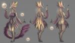 anthro anthrofied breasts bubble butt featureless_breasts featureless_crotch female fur grey_background grey_body grey_scales non-mammal_breasts nude purple_body purple_fur purple_skin scales simple_background solo hawkilla capcom monster_hunter leviathan_(mh) marine mizutsune 2017 model_sheet