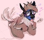 animal_mask anthro bedroom_eyes blep body_hair brown_body brown_fur brown_pawpads eyewear fur glasses half-closed_eyes heart_symbol kneeling leg_hair male mask multicolored_body multicolored_fur narrowed_eyes pawpads paws pup_mask seductive solo submissive submissive_anthro submissive_male tail tail_motion tailwag tan_body tan_fur tongue tongue_out two_tone_body two_tone_fur blushingrosewood canid canine canis domestic_dog mammal