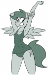 anthro anthrofied camel_toe clothed clothing cutie_mark feathered_wings feathers female one-piece_swimsuit solo swimwear wings whatsapokemon hasbro my_little_pony mythology jade_shine equid equine mammal mythological_creature mythological_equine pegasus