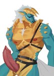 animal_genitalia anthro erection genital_slit genitals horn male nipples pecs penis simple_background solo white_background chenxi capcom monster_hunter fanged_wyvern zinogre digital_drawing_(artwork) digital_media_(artwork)