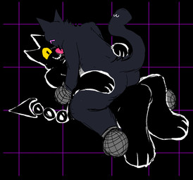 abstract_background ambiguous_gender anthro big_feet black_body black_fur butt duo feet fur hand_on_butt hand_on_hip leg_grab licking nude pointed_tail purple_eyes romantic romantic_couple segmented_tail smile straddling tail thick_thighs tongue yellow_eyes lunasn0wfall deltarune undertale_(series) cat_mike_(deltarune) friend_(deltarune) hi_res