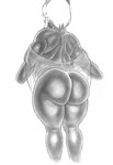 anthro big_butt bottomless bottomless_female bubble_butt butt butt_focus clothed clothing female hair rear_view solo translucent translucent_clothing white_hair foxero nerobero0 hi_res monochrome