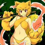 4_fingers brown_eyes clothed clothing female fingers fire fur hair holding_object navel orange_body orange_fur orange_hair short_hair smile solo swimwear hataraki_ari ragnarok_online moonlight_flower animal_humanoid canid canid_humanoid canine canine_humanoid fox_humanoid humanoid mammal mammal_humanoid 1:1 2015