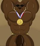 abs anthro balls biceps big_balls big_muscles big_penis brown_body brown_fur clothed clothing erection eyewear flexing fur genitals goggles gold_medal huge_muscles huge_penis humanoid_genitalia humanoid_penis male medal muscular muscular_anthro muscular_male nude pecs penis simple_background solo swimwear underwear vein veiny_penis klr-rio bear mammal 2020 digital_media_(artwork) hi_res