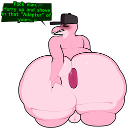 anthro anus balls big_anus big_butt blush butt butt_grab clothing dark_anus genitals hand_on_butt hat headgear headwear huge_butt hyper hyper_butt male perineum pink_body presenting presenting_hindquarters puffy_anus raphe_(anatomy) solo speech_bubble spread_anus spread_butt spreading text thick_thighs wide_hipped_male wide_hips chip_at_night flipper_zero lotei_(dunkink_d) aquatic bottlenose_dolphin cetacean dolphin mammal oceanic_dolphin toothed_whale english_text