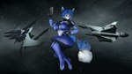 16:9 3d_(artwork) accessory anthro arwing blaster blue_body blue_fur blue_hair blue_tail bodysuit canid canine clothed clothing digital_media_(artwork) female fluffy fluffy_tail fox fur furgonomics great_fox hair hi_res humanoid jewelry krystal_(star_fox) krystal_appreciation_month looking_at_viewer mammal multicolored_body multicolored_ears multicolored_fur multicolored_tail nintendo pinup pose silver_(metal) silver_jewelry skinsuit solo source_filmmaker space star_fox tail tail_accessory tailband thevestige tight_clothing warfare_krystal warfare_machine white_body white_fur white_inner_ear white_tail widescreen