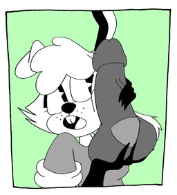 animated_gif anthro balls big_penis black_eyes breasts buckteeth cheek_tuft clothing disembodied_penis duo facial_tuft female genitals green_background grey_clothing grey_topwear handjob head_tuft male open_mouth penile penis penis_on_face sex simple_background solo_focus teeth topwear tuft white_background why2kz lagomorph leporid mammal rabbit animated short_playtime