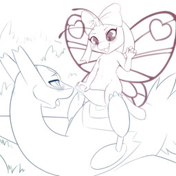 3_fingers 4_fingers antennae_(anatomy) anthro anthro_on_feral aroused aroused_face bestiality blush blush_lines bodily_fluids bow_accessory bow_only bow_ribbon claws duo erection eye_contact eyelashes fangs female female_anthro female_on_top feral finger_claws fingers genital_fluids genitals grass hand_on_penis heart_symbol insect_wings interspecies larger_male leaking_precum looking_at_another looking_at_partner looking_down looking_down_at_another looking_down_at_partner looking_up looking_up_at_another looking_up_at_partner lying male male/female male_feral male_on_bottom narrowed_eyes navel nude nude_anthro nude_female on_back on_bottom on_top open_mouth outside penis pent_up plant precum semi-anthro simple_background size_difference smaller_female snout tapering_penis teeth tongue tongue_out vulva white_background wings darkmirage mythology nintendo pokemon azulatios buttershe fan_character arthropod butterfly butterfree dragon generation_1_pokemon generation_3_pokemon insect latios legendary_pokemon lepidopteran mythological_creature mythological_scalie pokemon_(species) scalie 1:1 digital_drawing_(artwork) digital_media_(artwork) hi_res sketch