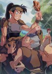 5_fingers 5_toes biped black_hair clothed clothing eyebrows feet female fingers group hair humanoid_pointy_ears male not_furry plant pointy_ears toes tree ancpaghetti inuyasha koga_(inuyasha) humanoid absurd_res hi_res