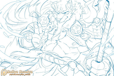 5_fingers anthro ear_tuft fingers looking_at_viewer male muscular muscular_anthro muscular_male patreon_logo patreon_username simple_background solo text tuft weapon white_background sollyz patreon sdorica law_(sdorica) canid canine canis mammal wolf 2019 digital_drawing_(artwork) digital_media_(artwork) sketch url