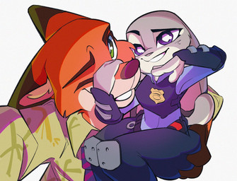 accessory anthro breasts butt butt_grab clothed clothing collared_shirt duo female green_eyes hand_on_butt hug hugging_another knee_pads looking_at_viewer male male/female necktie one_eye_closed police police_badge police_officer police_uniform pose purple_eyes scut_tail selfie shirt short_tail small_breasts smile tail thick_thighs topwear uniform bl394 disney zootopia judy_hopps nick_wilde canid canine european_rabbit fox lagomorph leporid mammal oryctolagus rabbit red_fox true_fox