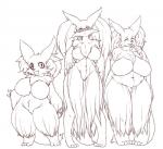 big_breasts breasts canine chest_tuft delphox eyes_closed eyewear fdokkaku female fox fur glasses group hands_on_hips line_art looking_at_viewer mammal nintendo nude pokémon tuft video_games
Rating: Questionable
Score: 7
User: beartraps
Date: December 30, 2013