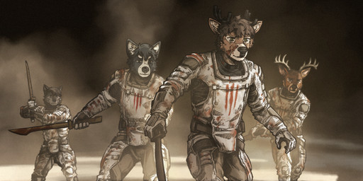 5_fingers anthro antlers armor black_body black_fur blood blood_on_armor blood_on_face blood_on_weapon bodily_fluids brown_body brown_fur clothed clothing dust_cloud fighting_pose fingers fully_clothed fur group hair holding_melee_weapon holding_object holding_sword holding_weapon horn inner_ear_fluff male melee_weapon military pose sardaukar soldier sword tuft uniform warrior weapon white_armor dwc dwcmarshalarts dune_(series) canid canine canis deer domestic_dog mammal wolf 2024 digital_media_(artwork) hi_res