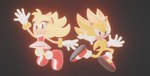 action_pose anthro clothing duo female glowing glowing_body happy jewelry light looking_at_viewer male narrow_hips pose simple_background smile smiling_at_viewer super_form thin_calves thin_legs thin_thighs blue_archer_(artist) sega sonic_the_hedgehog_(series) amy_rose super_amy_rose super_sonic eulipotyphlan hedgehog mammal absurd_res colored hi_res lighting