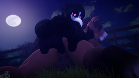 anal anal_penetration animal_mask anthro anus balls beak beak_mask big_balls big_butt big_penis black_body black_hair black_skin boots butt clothing dominant_femboy duo femboy femboy_penetrating femboy_penetrating_male fence footwear genitals gesture grass hair hair_over_eyes hand_gesture hood hoodie humanoid_on_anthro legwear long_penis lying lying_on_grass lying_on_ground male male/male male_penetrated male_penetrating male_penetrating_male mask moon muscular muscular_anthro muscular_bottom muscular_male night on_front on_ground on_top outside outside_sex penetration penile penile_penetration penis penis_in_ass plant purple_eyes sex shoes size_difference smile socks stockings tail thigh_highs thumbs_up topwear wearing_mask armada_(artist) garry's_mod shiloh_(armada) equid equine horse humanoid mammal 16:9 3d_(artwork) digital_media_(artwork) hi_res widescreen