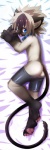 anthro black_body black_fur blue_eyes blush bottomwear bottomwear_down butt clothed clothing collar dakimakura fangs fur glistening glistening_bottomwear glistening_clothing glistening_shorts grey_body grey_fur hair inner_ear_fluff kemono looking_at_viewer male open_mouth partially_clothed pawpads presenting shorts shorts_down solo spandex spandex_shorts teeth tight_bottomwear tight_clothing tight_shorts tuft young kemorate len_(kemorate) domestic_cat felid feline felis mammal siamese dakimakura_design