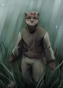 anthro baseball_cap big_tail black_baseball_cap black_nose blue_eyes bottomwear brown_body brown_clothing brown_fur brown_hair brown_shirt brown_sweater brown_tail brown_topwear bubble cargo_pants claws clothing eyebrows finger_claws fully_submerged fur green_bottomwear green_clothing green_pants hair hat head_tuft headgear headwear light light_beam male mouth_closed multicolored_body multicolored_clothing multicolored_fur multicolored_sweater multicolored_topwear otter_tail pants pockets sea seabed seaweed shirt skull_and_crossbones solo sweater tail tan_body tan_clothing tan_fur tan_sweater tan_topwear thick_tail topwear tuft underwater water whiskers young purtropos echo_(game) echo_(series) echo_project sydney_bronson mammal mustelid otter river_otter 2023 absurd_res hi_res signature