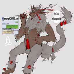 anthro anthrofied balls cigarette claws fur genitals horn long_tail male markings pawpads penis red_claws red_markings red_penis simple_background solo tail white_background white_body white_fur zombhound69 creatures_of_sonaria roblox fan_character heisoteri 1:1 hi_res meme