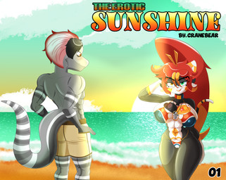 anthro beach bikini breasts clothing couples duo female good_boy good_girl green_eyes hair lizard_tail male male/female pose red_eyes red_hair romentic sunset swimwear two-piece_swimsuit yellow_eyes cranebear melicia_rossi_kiwameru felid feline lizardman mammal scalie absurd_res hi_res huge_filesize pinup