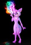 anthro breasts casual_nudity female fire genitals humanoid_genitalia humanoid_pussy mystical_fire navel nipples orange_eyes pussy solo tail rukifox canid canine fennec_fox fox mammal true_fox hi_res