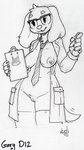 anthro areola big_breasts breasts clipboard clothing coat eyewear female fur genitals lab_coat lab_coat_only legwear marker nails necktie nipples nude pockets pussy solo standing stockings tail text thigh_highs topwear atryl pixile_studios super_animal_royale dr._jennifer_dogna bird_dog canid canine canis domestic_dog golden_retriever hunting_dog labrador mammal retriever absurd_res hi_res signature sketch