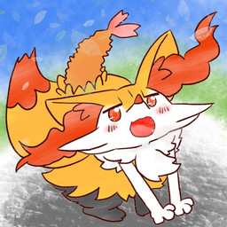 all_fours ambiguous_anthro ambiguous_gender anthro biped blush crouching digitigrade dipstick_tail food front_view looking_at_viewer looking_up looking_up_at_viewer markings object_in_tail open_mouth open_smile outside shrimp_(food) smile snout solo tail tail_markings three-quarter_view annyui0611 nintendo pokemon braixen canid generation_6_pokemon mammal pokemon_(species) 1:1 2022 digital_drawing_(artwork) digital_media_(artwork) full-length_portrait hi_res japanese_description portrait translated_description